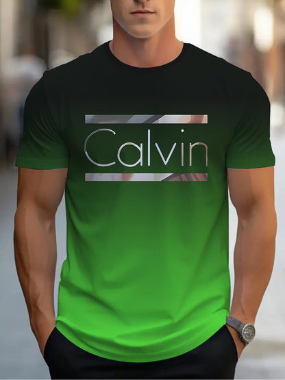 Summer Men'S 3D Digital Printing, Cool Gradual Change: "Calvin" Printed T-Shirt, Casual And Comfortable Versatile Men'S Round Neck Short Sleeves, Suitable for Daily And Sports Wear    Home Decor Supply | Online Retail | ShoreShopper.com