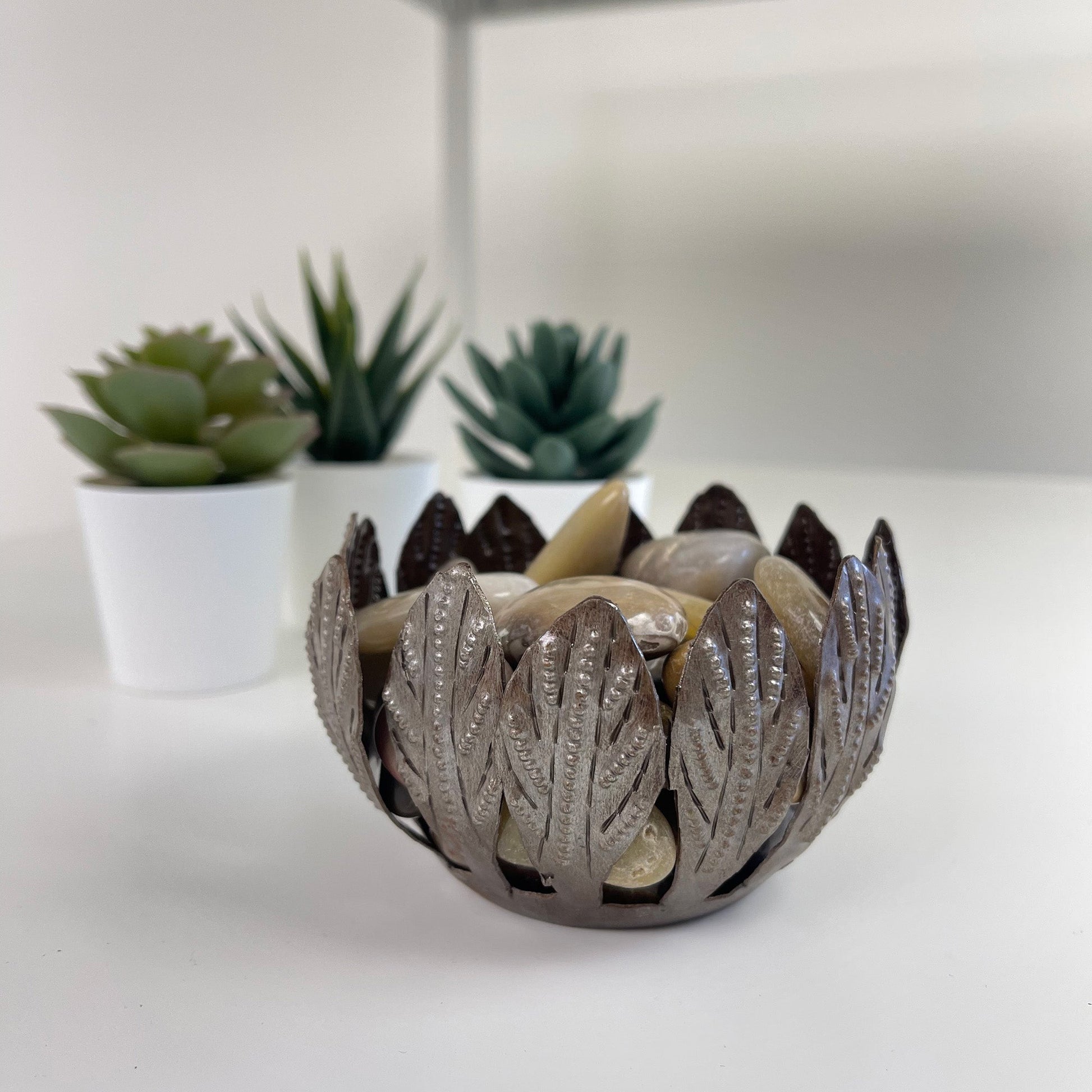 Decorative Drum Art Bowl or Votive, Mango Leaf    Home Decor Supply | Online Retail | ShoreShopper.com