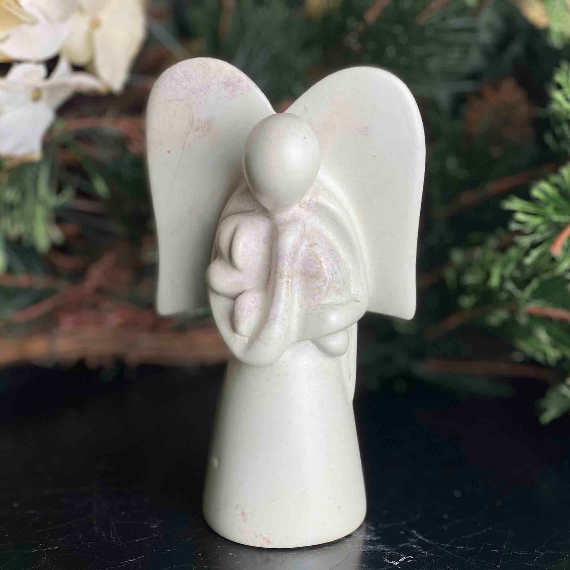 Angel Soapstone Sculpture Holding Dog    Home Decor Supply | Online Retail | ShoreShopper.com