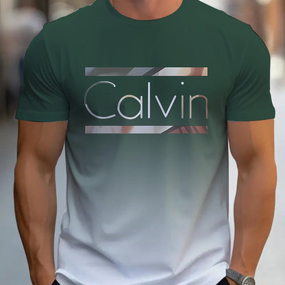 Summer Men'S 3D Digital Printing, Cool Gradual Change: "Calvin" Printed T-Shirt, Casual And Comfortable Versatile Men'S Round Neck Short Sleeves, Suitable for Daily And Sports Wear    Home Decor Supply | Online Retail | ShoreShopper.com