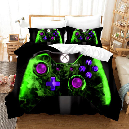 Digital 3D Game Controller Pattern Printed Bedding Three-Piece Set    Home Decor Supply | Online Retail | ShoreShopper.com