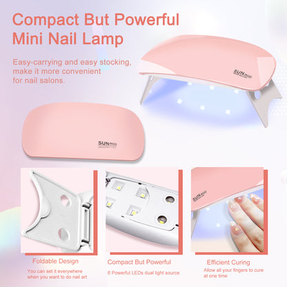 6 PCS Poly Gel Nail Kit With UV Lamp, Nail Brush And Nail Forms Top Base Coat Builder Nails Art Tools - ShoreCo.Shop