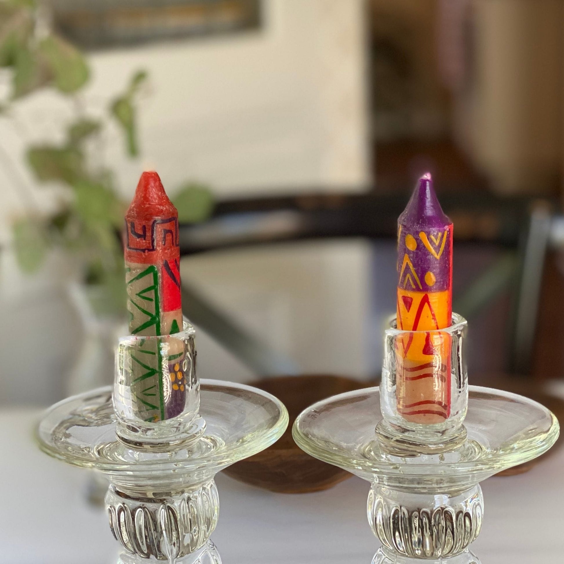 Hand-Painted 4" Dinner or Shabbat Candles, Set of 4  (Indabuko Design)    Home Decor Supply | Online Retail | ShoreShopper.com