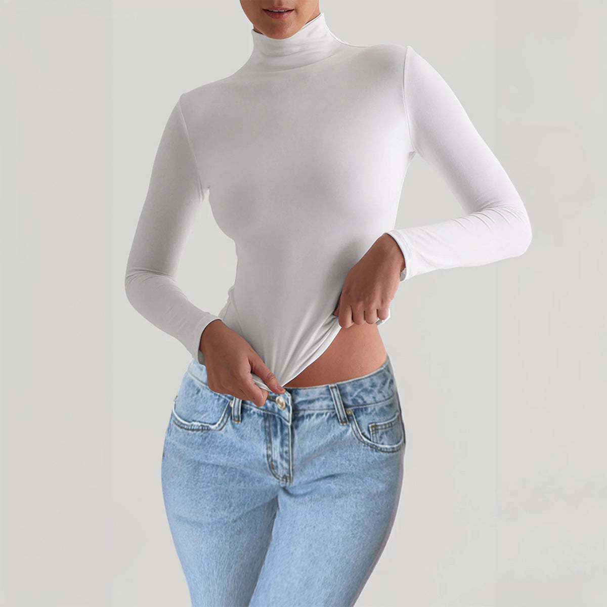 Y2K Slim Turtleneck T-shirt Fashion Casual Long-sleeved Pullover Tight Top Women's Clothing    Home Decor Supply | Online Retail | ShoreShopper.com