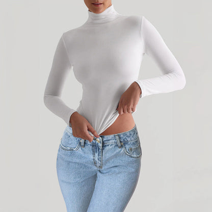 Y2K Slim Turtleneck T-shirt Fashion Casual Long-sleeved Pullover Tight Top Women's Clothing    Home Decor Supply | Online Retail | ShoreShopper.com