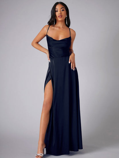 Summer Sexy Slimming Backless Strap Long Split Dress Women's Fashion High Waist Belted Gown V-neck    Home Decor Supply | Online Retail | ShoreShopper.com