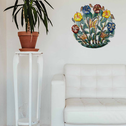 Painted Flower Garden Metal Wall Art - Croix des Bouquets    Home Decor Supply | Online Retail | ShoreShopper.com