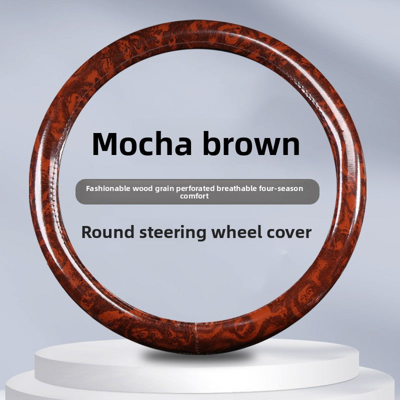 Non-Slip Steering Wheel Cover Compatible for - Breathable Imitation Wood with Red Wood Grain Pattern, Direct Fit Car Steering Grip (No Inner) - Interior Upgrade Wheel Cover    Home Decor Supply | Online Retail | ShoreShopper.com