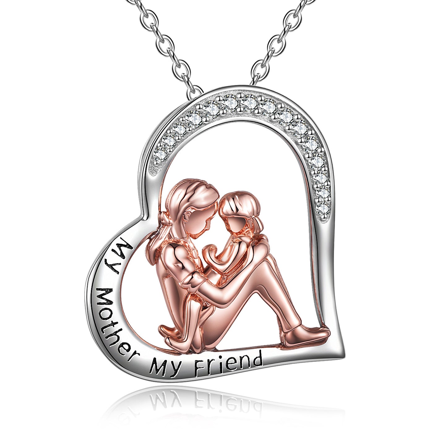 Mother Daughter Necklace 925 Sterling Silver Engraved My Mother My Friend Jewelry Mothers Day Birthday Gifts for Mom from Daughter - ShoreCo.Shop