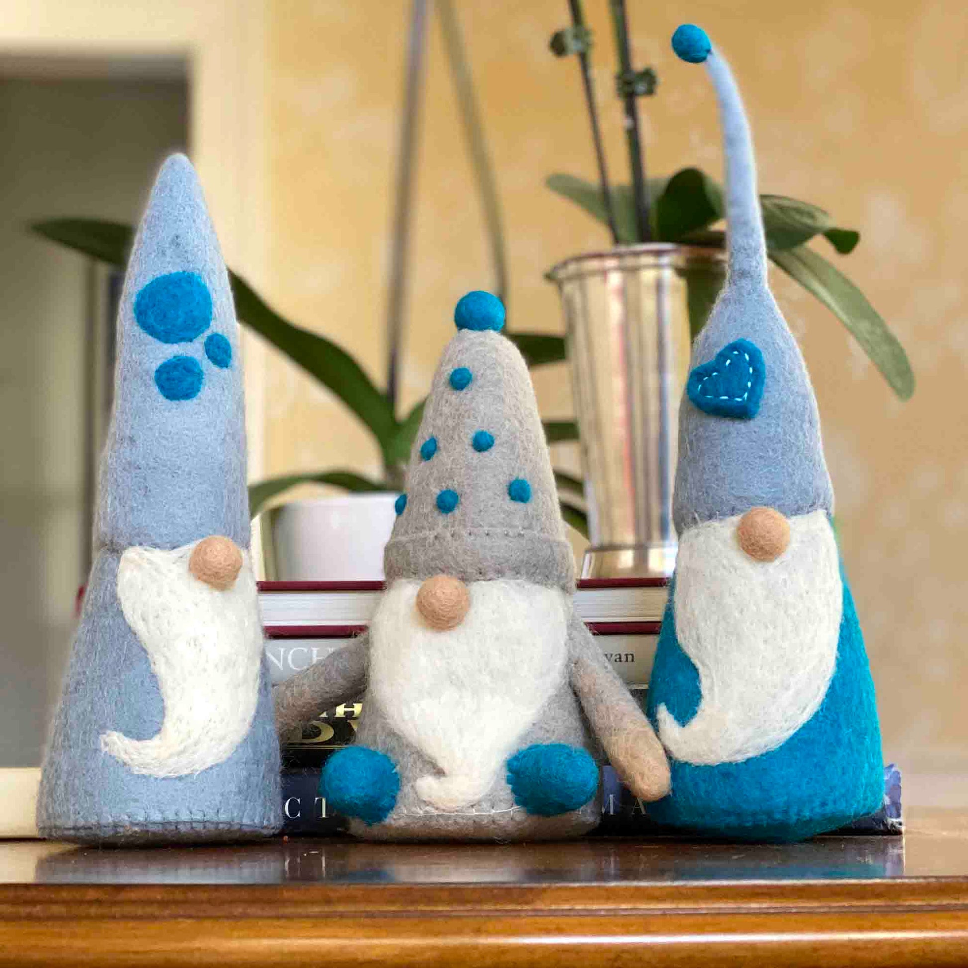 Winter Blues Felt Gnomes Trio, Set of 3    Home Decor Supply | Online Retail | ShoreShopper.com