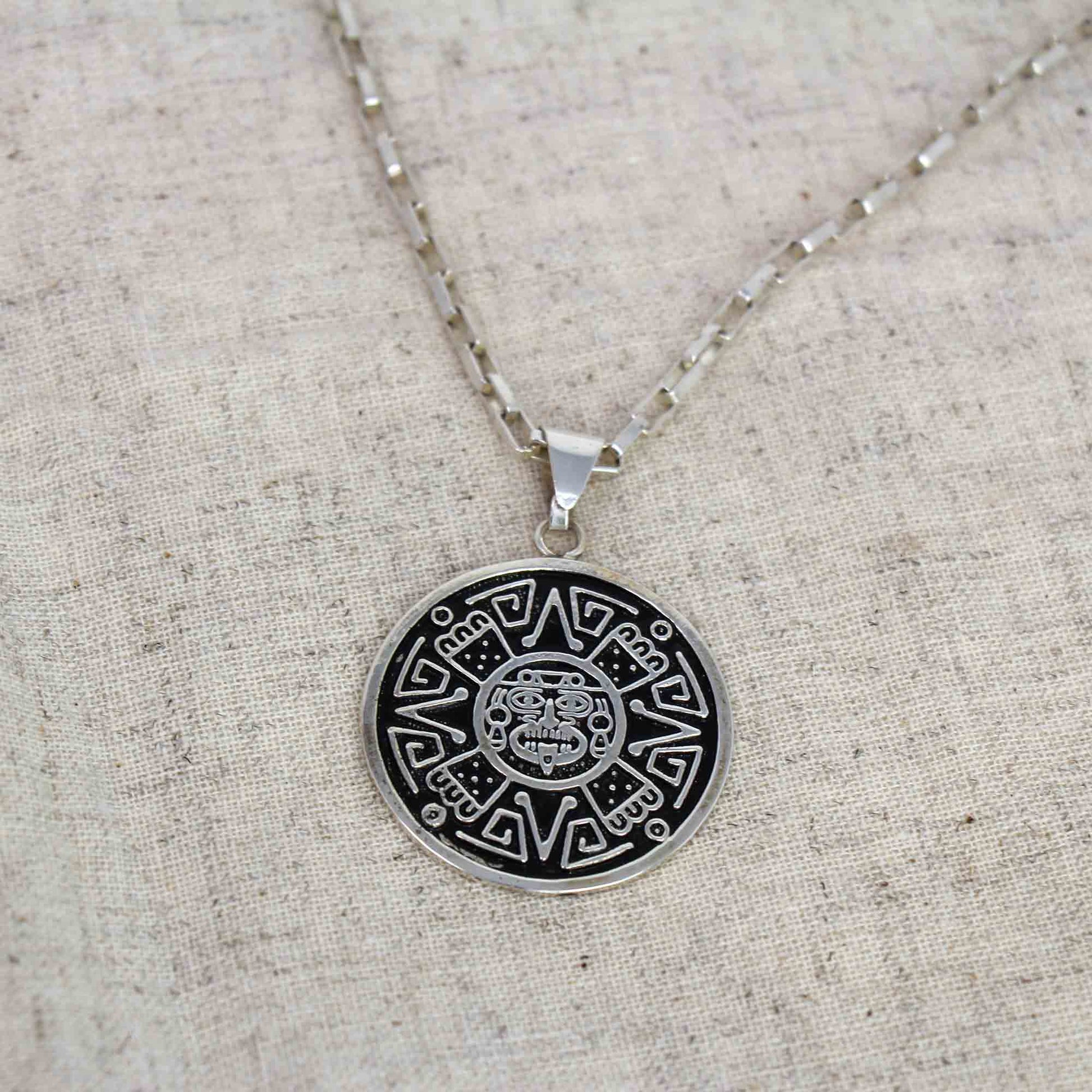 Alpaca Silver Aztec Face Pendant with Chain    Home Decor Supply | Online Retail | ShoreShopper.com