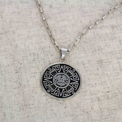 Alpaca Silver Aztec Face Pendant with Chain    Home Decor Supply | Online Retail | ShoreShopper.com