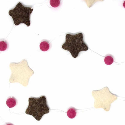 Hand Crafted Felt from Nepal: Stars Garland, Grey/Pink    Home Decor Supply | Online Retail | ShoreShopper.com