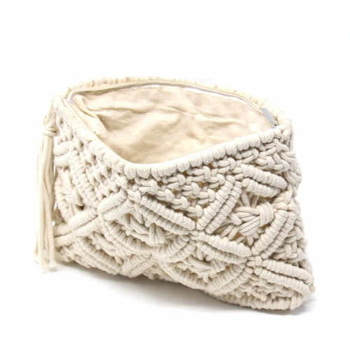 Macrame Clutch with Tassel, Cream    Home Decor Supply | Online Retail | ShoreShopper.com