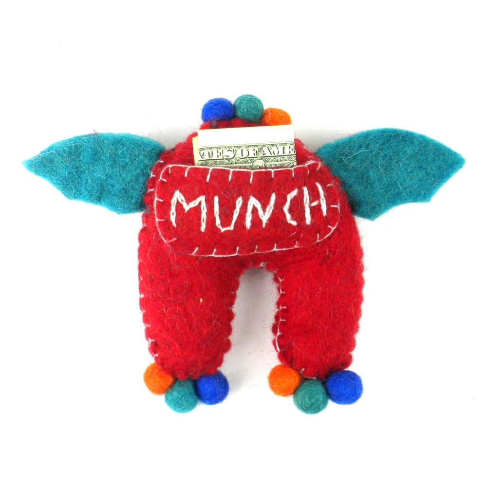 Hand Felted One-Eyed Red Tooth Monster with Wings - Global Groove    Home Decor Supply | Online Retail | ShoreShopper.com