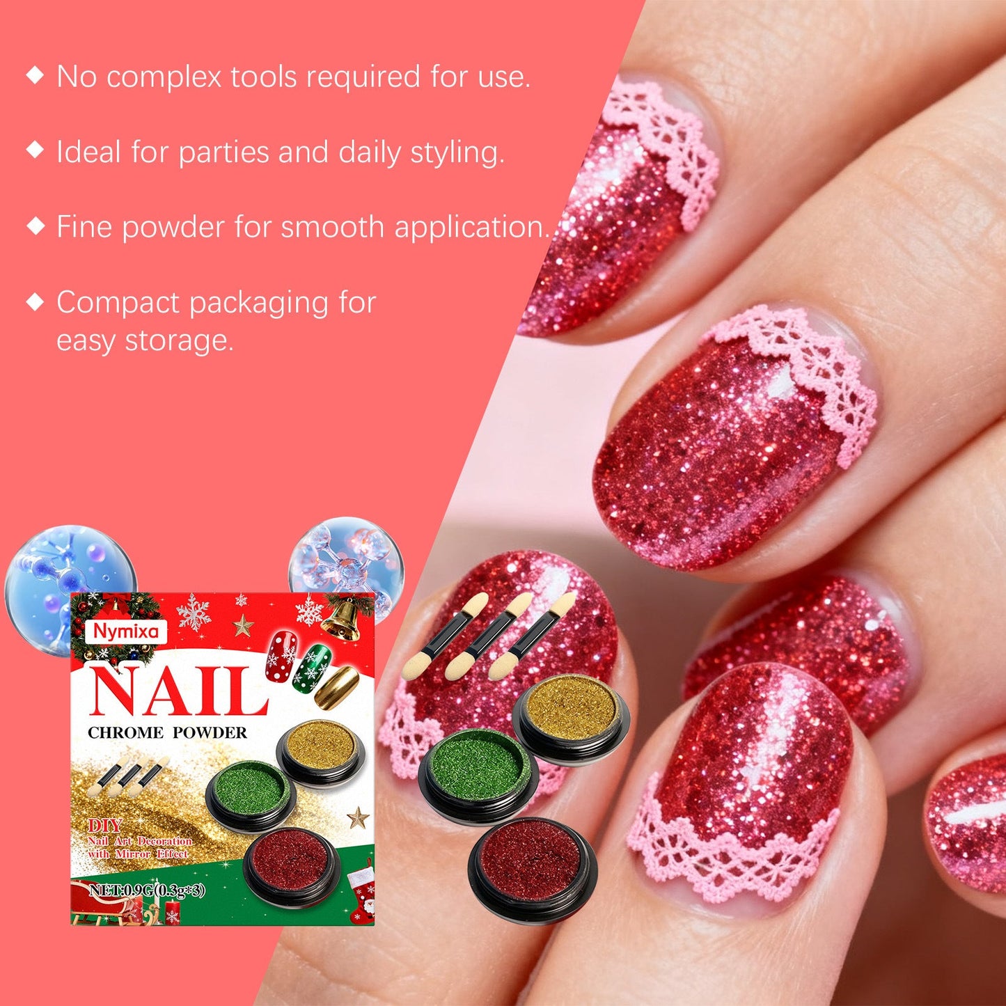 Magic Mirror Glitter Nail Art Kit Nail Art Decorations    Home Decor Supply | Online Retail | ShoreShopper.com