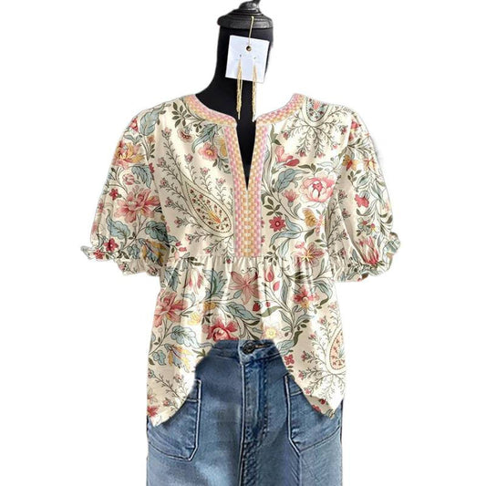 Chic Ruffled Sleeve Blouse - 3D Texture Bubble Crepe Pullover Top    Home Decor Supply | Online Retail | ShoreShopper.com