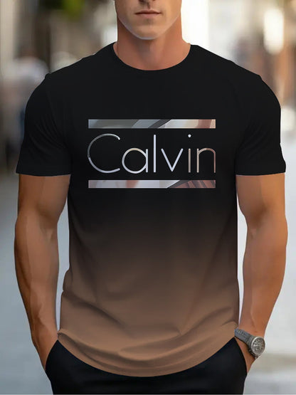 Summer Men'S 3D Digital Printing, Cool Gradual Change: "Calvin" Printed T-Shirt, Casual And Comfortable Versatile Men'S Round Neck Short Sleeves, Suitable for Daily And Sports Wear    Home Decor Supply | Online Retail | ShoreShopper.com