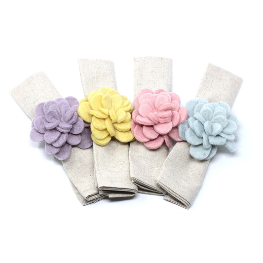 Hand-felted Zinnia Napkin Rings, Set of Four Colors - Global Groove (T)    Home Decor Supply | Online Retail | ShoreShopper.com