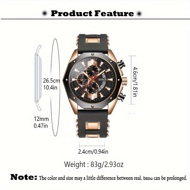 Men's Business Quartz Watch with Calendar | Durable Silicone Strap, Blue & Golden-Tone Business Casual Watch, Ideal Gift for Him    Home Decor Supply | Online Retail | ShoreShopper.com