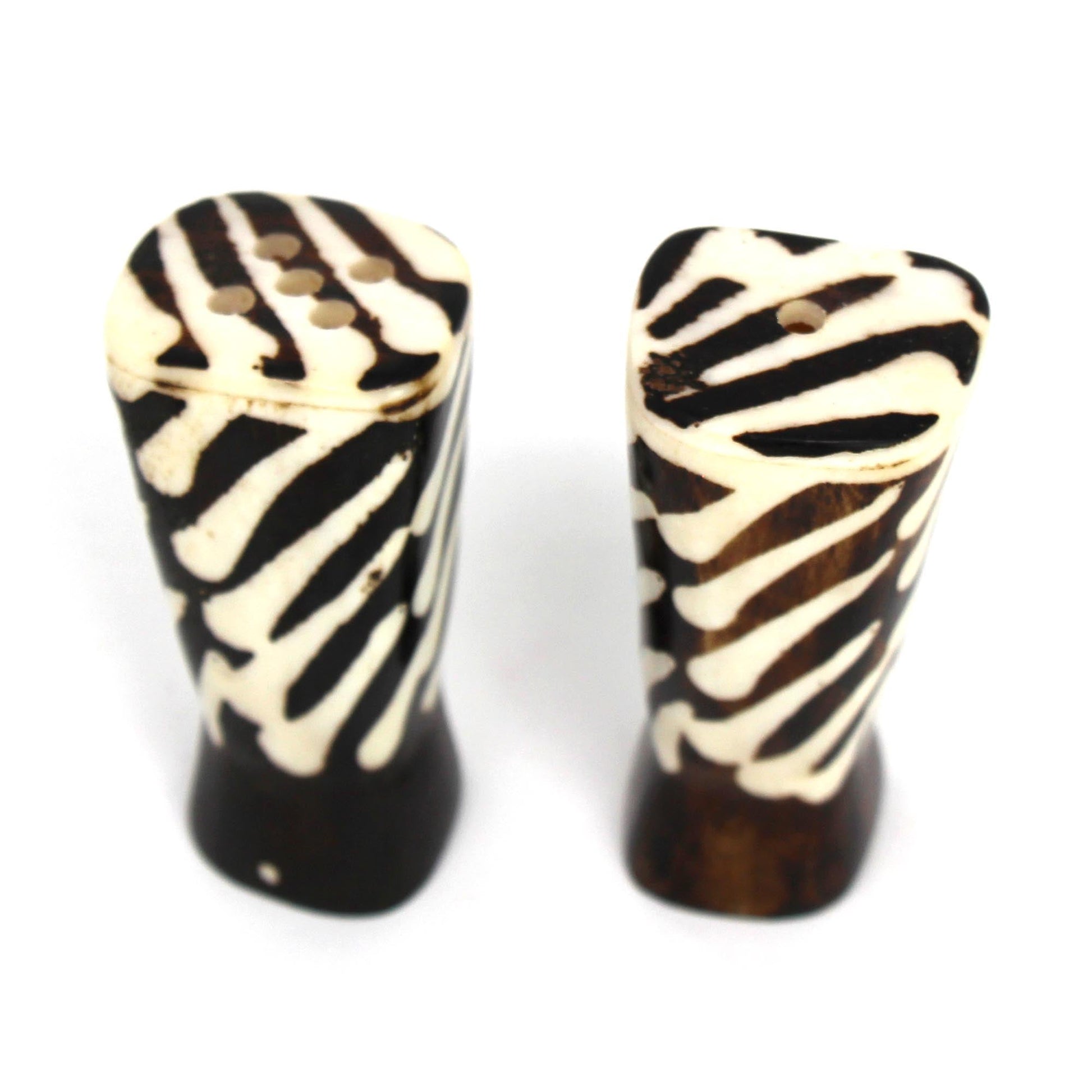 African Natural Bone Salt & Pepper Shakers, Traditional Batik Designs    Home Decor Supply | Online Retail | ShoreShopper.com