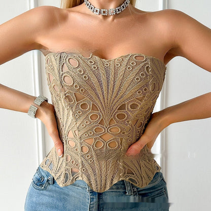 Sexy Hollow Out Corset Top Women Lace Double-layer Streetwear Party Club Corset Clothing    Home Decor Supply | Online Retail | ShoreShopper.com