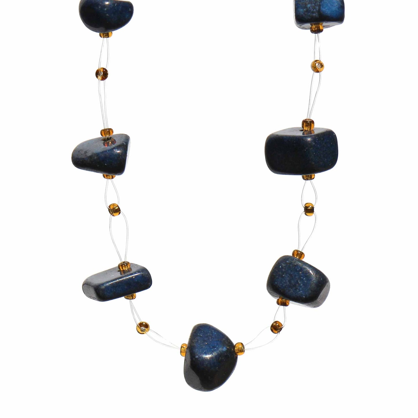 Floating Stone & Maasai Bead Necklace, Navy    Home Decor Supply | Online Retail | ShoreShopper.com