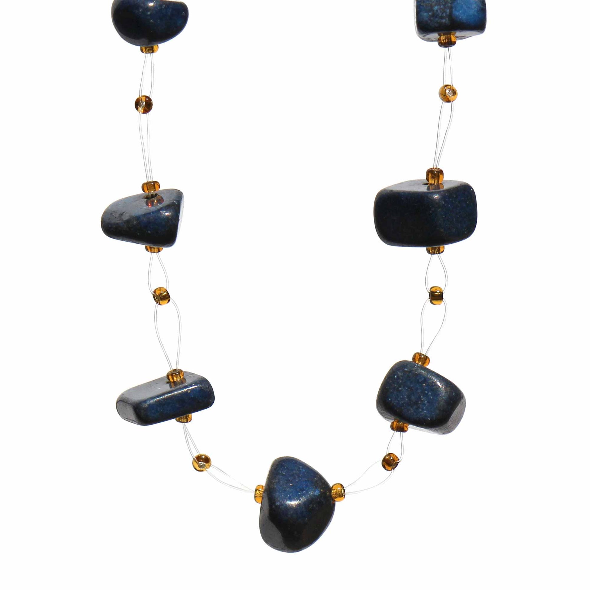 Floating Stone & Maasai Bead Necklace, Navy    Home Decor Supply | Online Retail | ShoreShopper.com