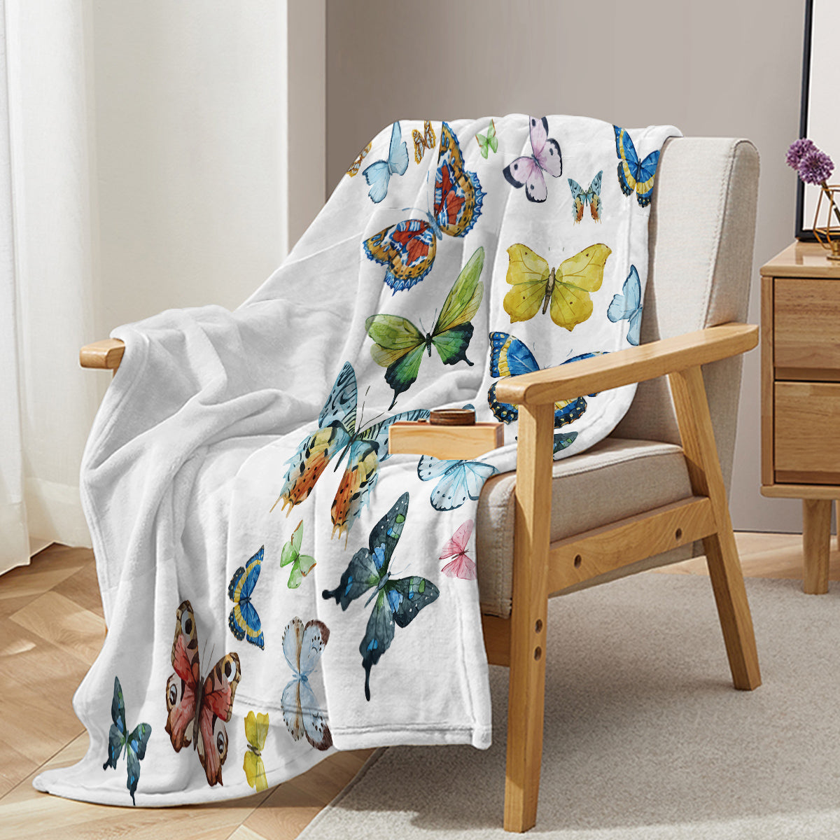 1pc Fresh Butterfly Pattern, Soft Printed Flannel Sofa Blanket, Comfortable And Warm For Home Use, Suitable For Bed, Sofa, Camping And Multi Scene Seasonal Use    Home Decor Supply | Online Retail | ShoreShopper.com