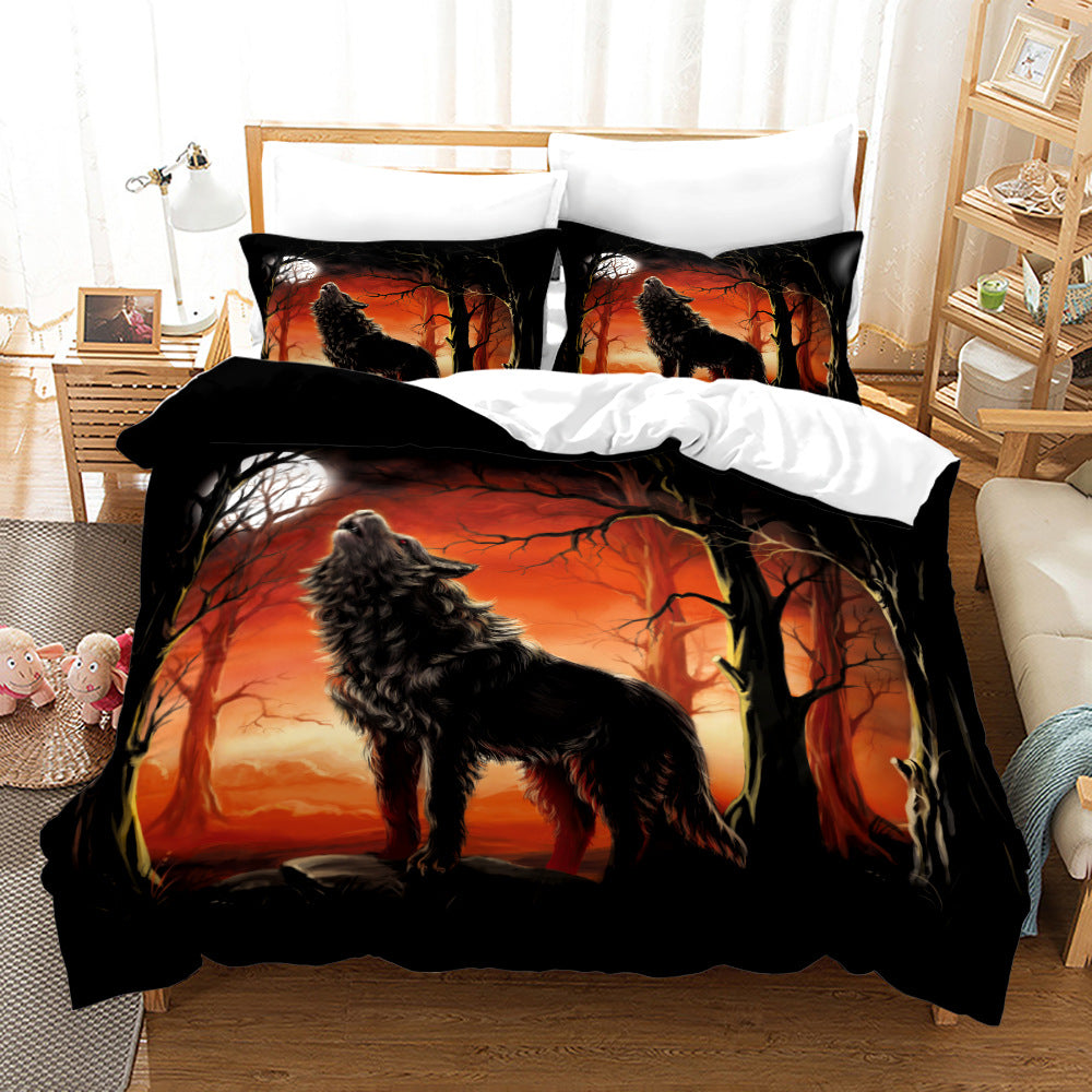 Bed Home Textile Wolf Digital Printed Three-piece Set    Home Decor Supply | Online Retail | ShoreShopper.com