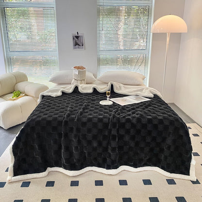 Autumn And Winter Lamb Plush Blanket Quilt Set Checkerboard    Home Decor Supply | Online Retail | ShoreShopper.com