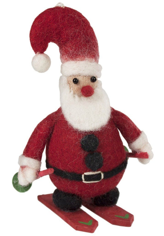 Skiing Santa Felt Ornament - Wild Woolies (H)    Home Decor Supply | Online Retail | ShoreShopper.com