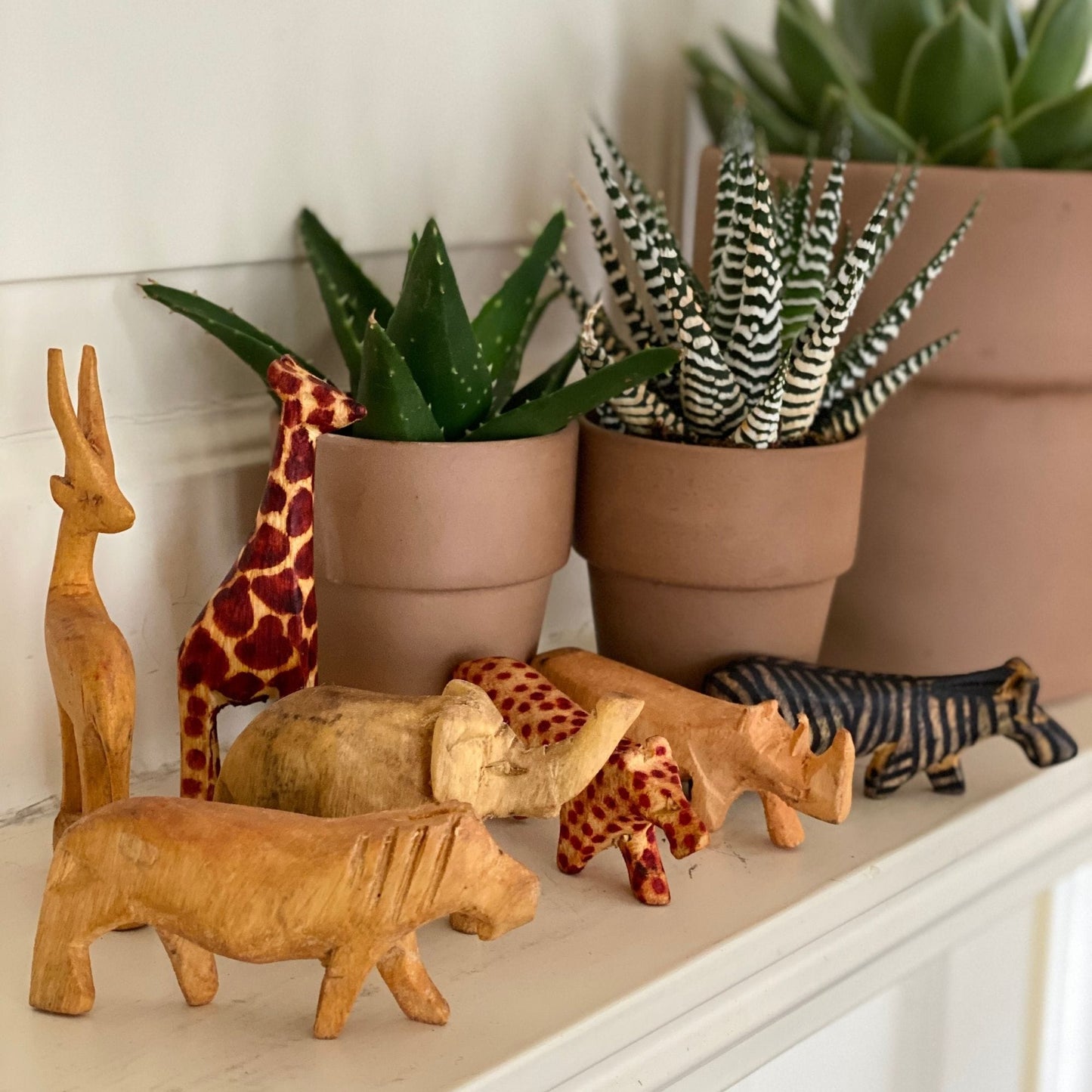 Handcarved Miniature Wood Safari Animals, Set of 7    Home Decor Supply | Online Retail | ShoreShopper.com