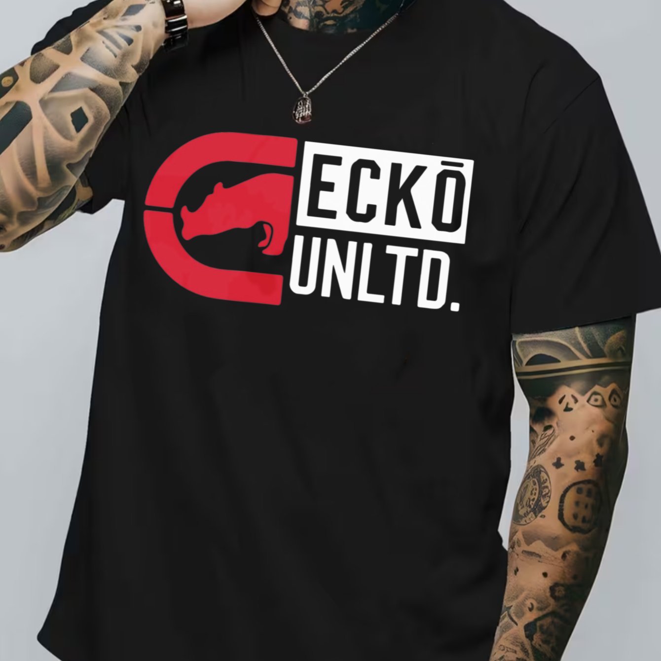 Men's Ecko Unltd. Graphic T-Shirt - Premium 100% Cotton Streetwear - Black with Red Rhino Logo    Home Decor Supply | Online Retail | ShoreShopper.com
