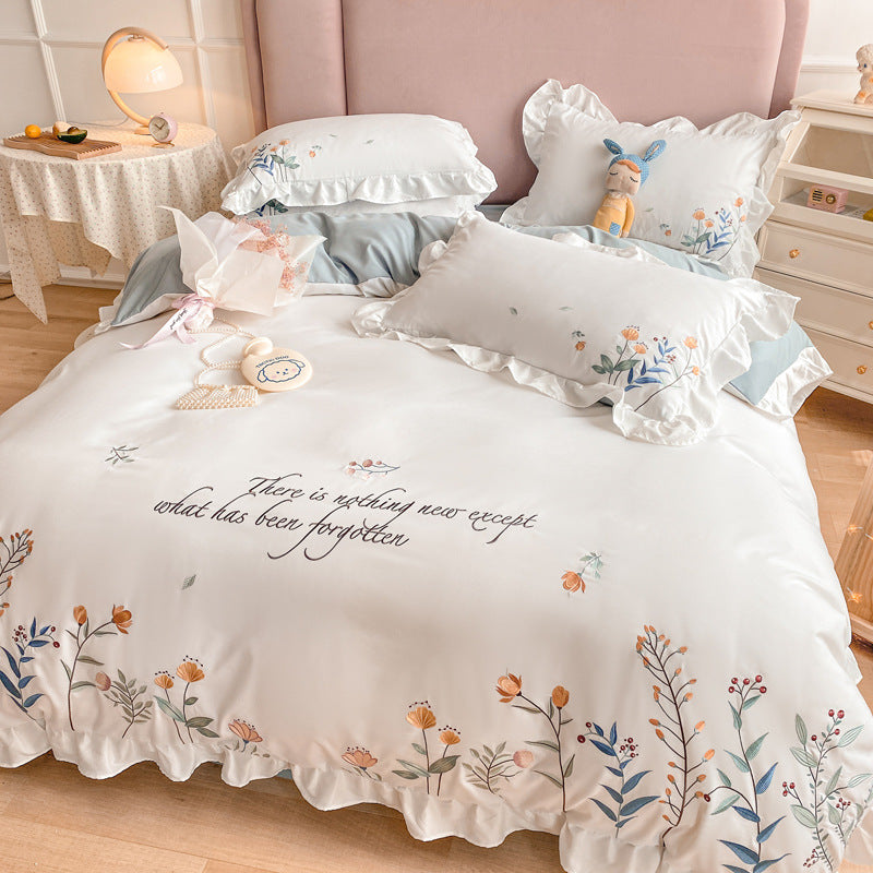 Four-piece Embroidered Quilt Cover For Washed Cotton Bed    Home Decor Supply | Online Retail | ShoreShopper.com