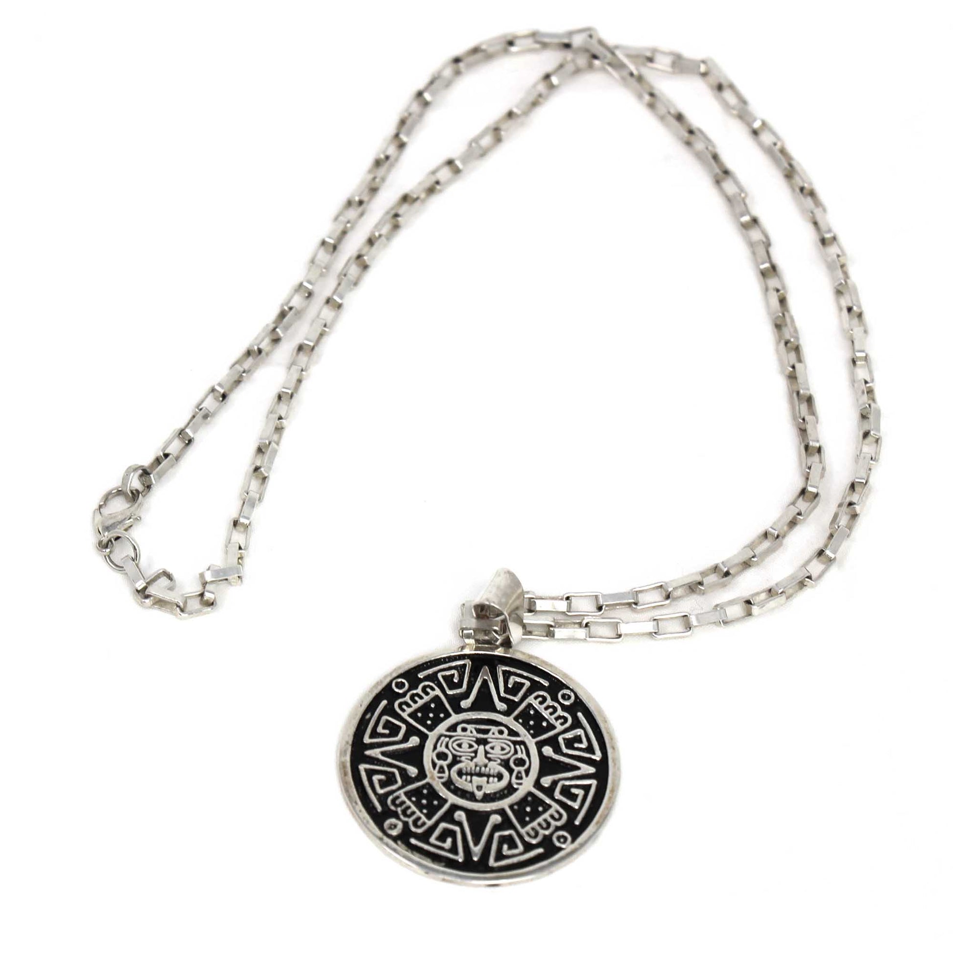 Alpaca Silver Aztec Face Pendant with Chain    Home Decor Supply | Online Retail | ShoreShopper.com