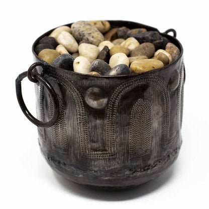 Hammered Metal Container with Round Handles - Croix des Bouquets    Home Decor Supply | Online Retail | ShoreShopper.com