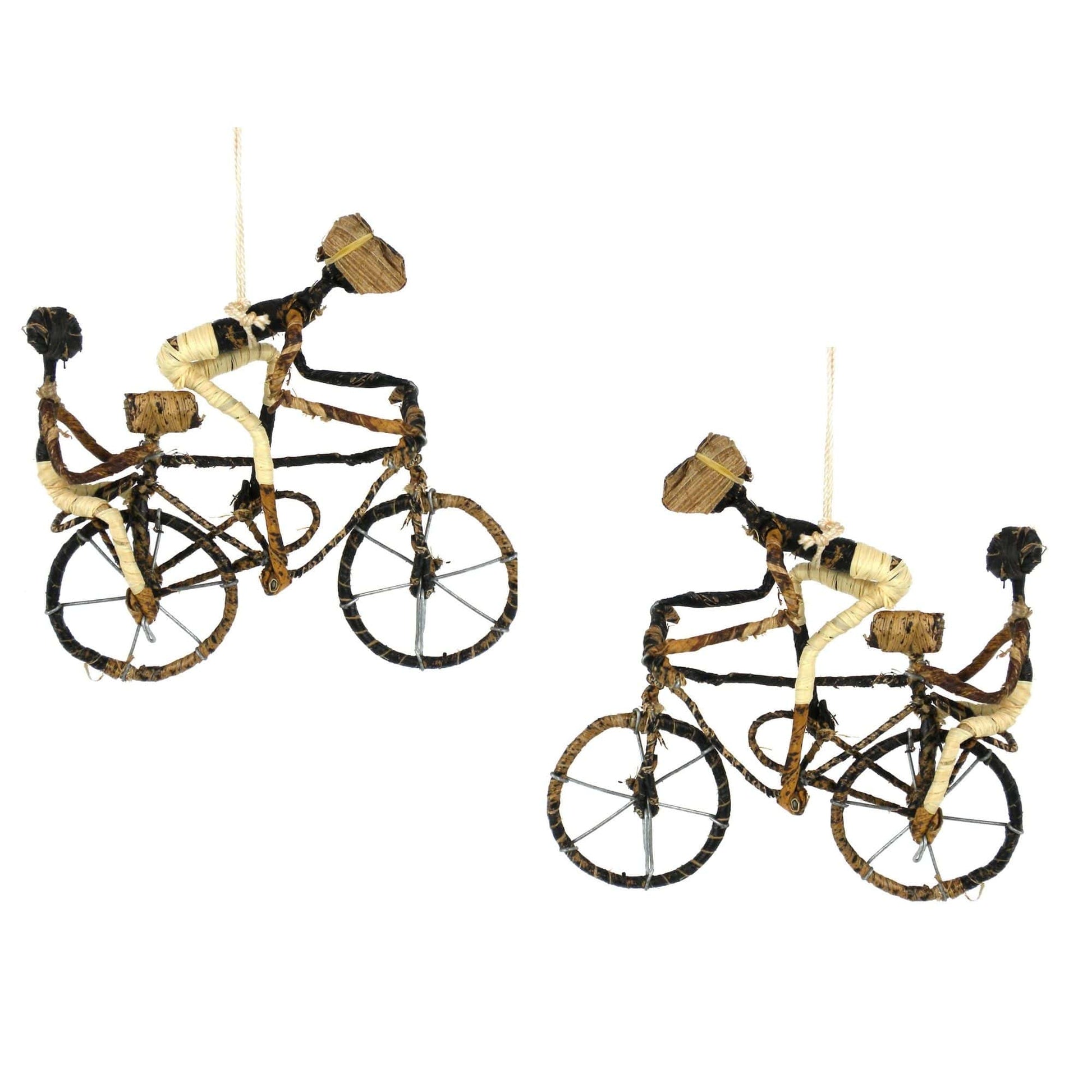 Banana Fiber Bicycle Ornament, Two Riders - Set of 2 Ornaments    Home Decor Supply | Online Retail | ShoreShopper.com