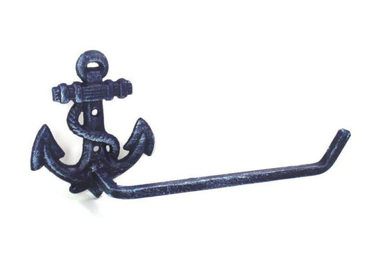 Rustic Dark Blue Cast Iron Anchor Hand Towel Holder 10""    Home Decor Supply | Online Retail | ShoreShopper.com