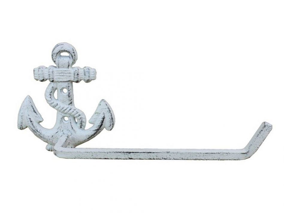 Whitewashed Cast Iron Anchor Hand Towel Holder 10""    Home Decor Supply | Online Retail | ShoreShopper.com