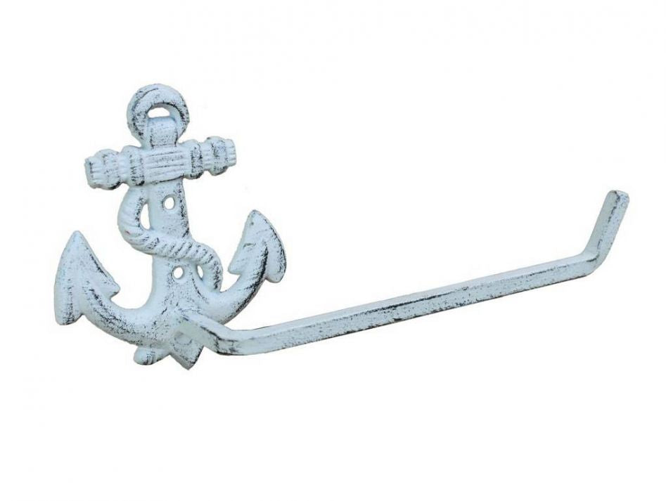 Whitewashed Cast Iron Anchor Hand Towel Holder 10""    Home Decor Supply | Online Retail | ShoreShopper.com