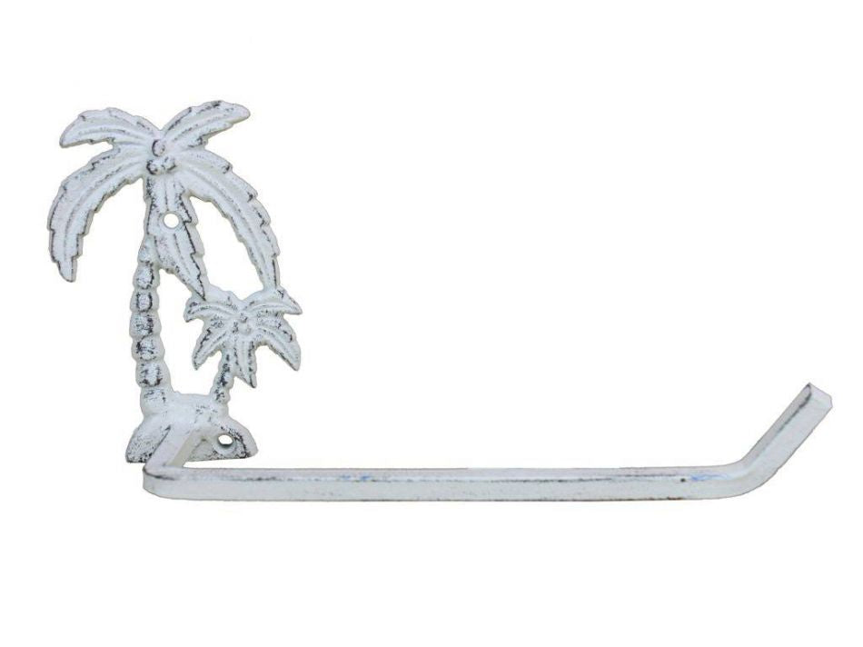 Whitewashed Cast Iron Palm Tree Hand Towel Holder 10""    Home Decor Supply | Online Retail | ShoreShopper.com