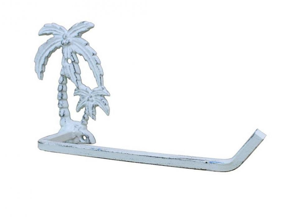 Whitewashed Cast Iron Palm Tree Hand Towel Holder 10""    Home Decor Supply | Online Retail | ShoreShopper.com