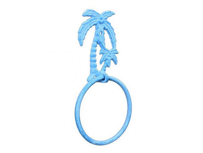 Light Blue Whitewashed Cast Iron Palm Tree Towel Holder 9""    Home Decor Supply | Online Retail | ShoreShopper.com