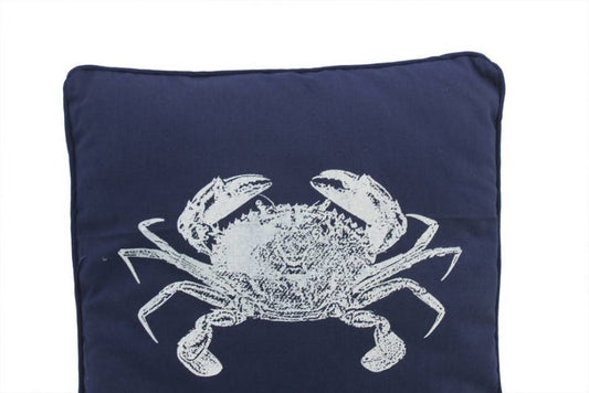 Navy Blue and White Crab Pillow 16""    Home Decor Supply | Online Retail | ShoreShopper.com
