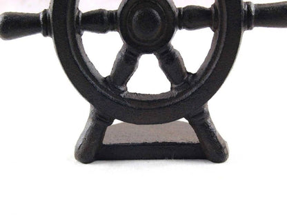 Cast Iron Ship Wheel Door Stopper 9""    Home Decor Supply | Online Retail | ShoreShopper.com
