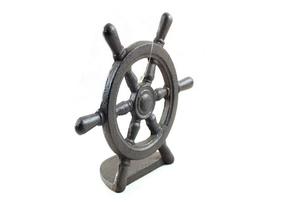 Cast Iron Ship Wheel Door Stopper 9""    Home Decor Supply | Online Retail | ShoreShopper.com
