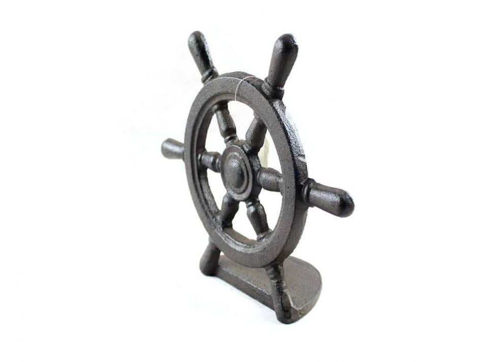 Cast Iron Ship Wheel Door Stopper 9""    Home Decor Supply | Online Retail | ShoreShopper.com