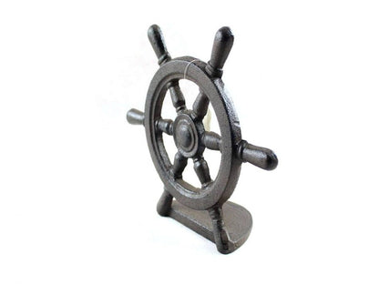 Cast Iron Ship Wheel Door Stopper 9""    Home Decor Supply | Online Retail | ShoreShopper.com