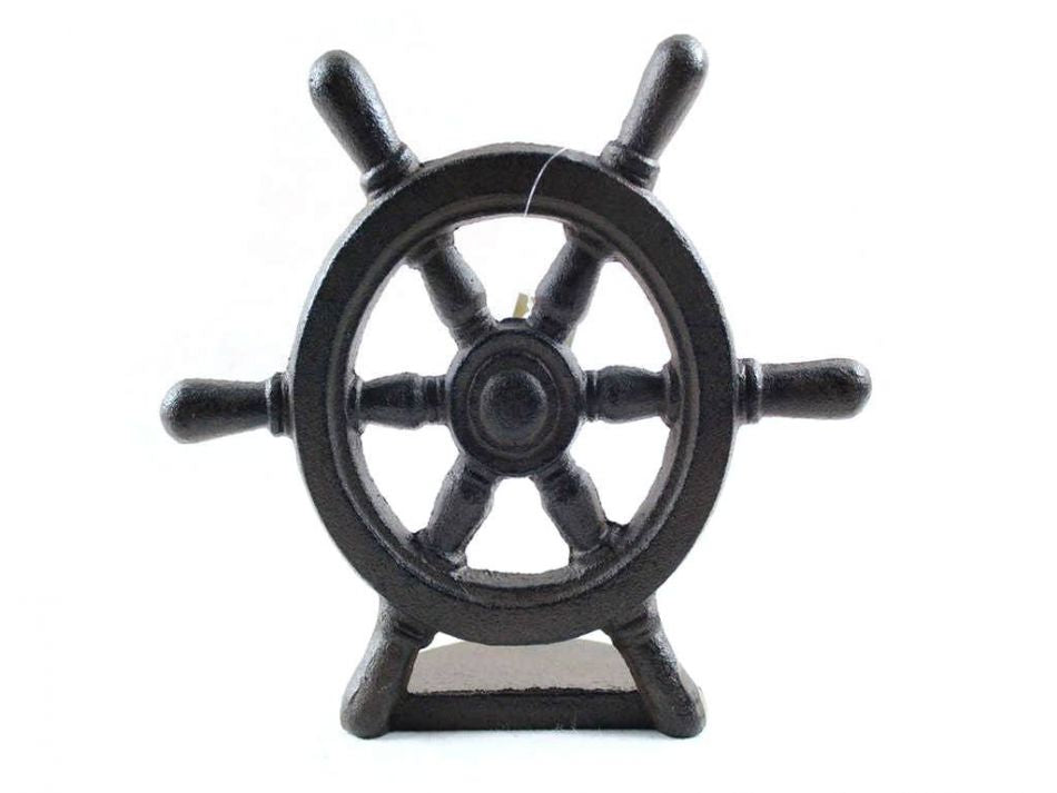 Cast Iron Ship Wheel Door Stopper 9""    Home Decor Supply | Online Retail | ShoreShopper.com